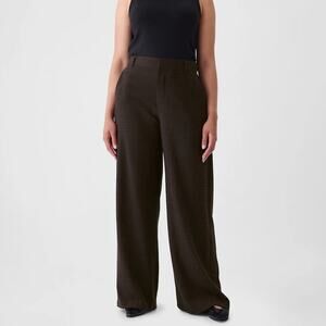 GAP 365 High Rise Brushed Twill Trousers Brown Black Plaid Size 14 Tall